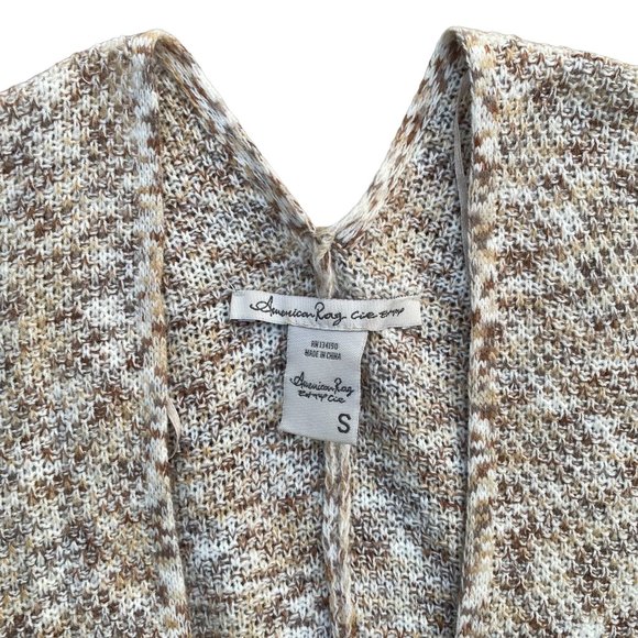 American Rag Oatmeal Brown Longline Loose Knit Open Front Cardigan-Sweater-S - Picture 10 of 15